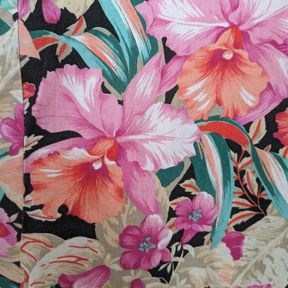 Vintage Casey & Max Tropical Floral Hawaiian Button Up - Med - Pink Hibiscus - Picture 6 of 10